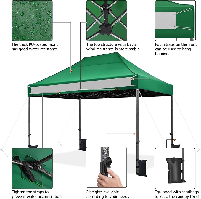 Yaheetech Heavy Duty Pop Up Canopy Tent, 10x15 Commercial Instant Shelter Tent - Image 5