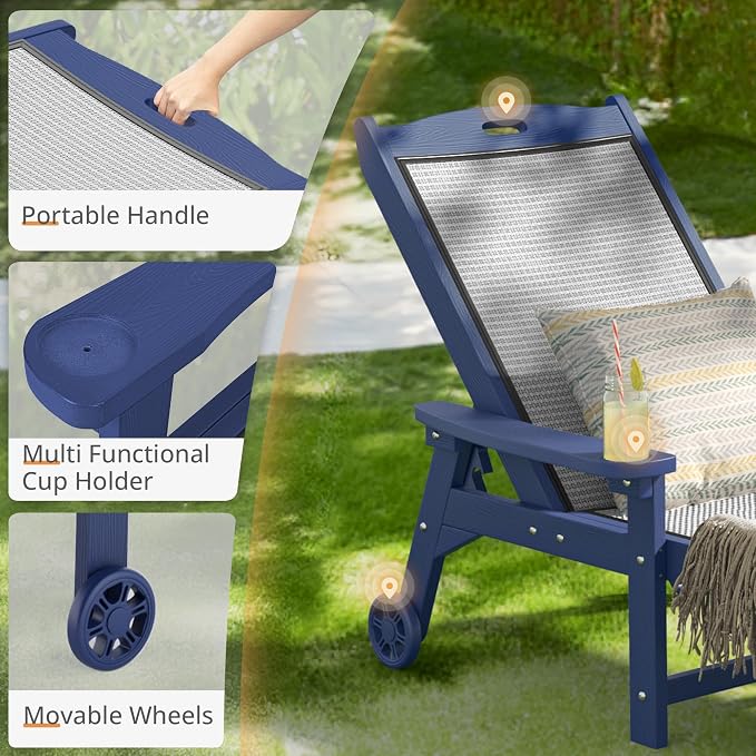 LUE BONA Chaise Lounge Chair Outdoor, HDPS and HDPE Wicker Material, Patio - Image 6