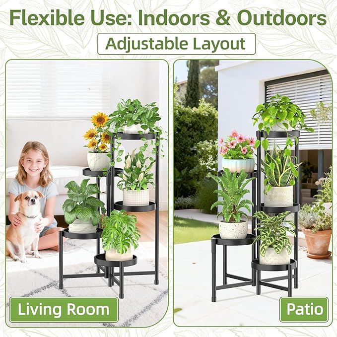 iDavosic.ly Plant Stand with Garden Tools, 5 Tier Corner Metal Flower Display - Image 9