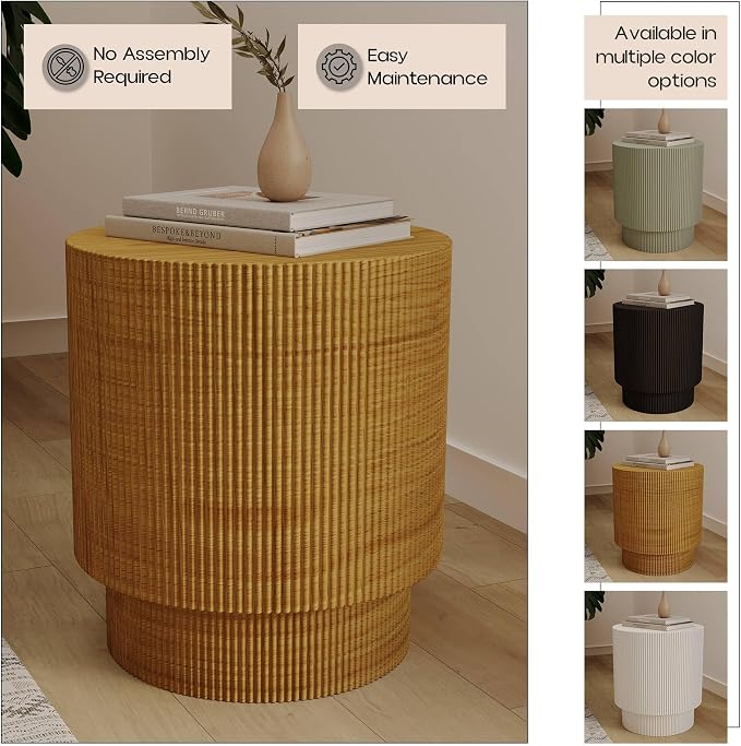 LeisureMod Modern Side Table Round Fiberstone Top Accent End Table - Image 7
