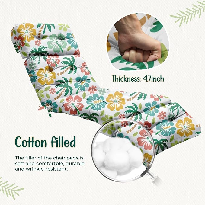 Outdoor Chaise Lounge Chair Cushion 75.1 x 22.8 x 4.7 Inches 100% Waterproof - Image 5