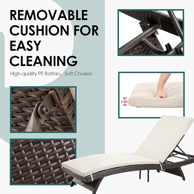 Pamapic Patio Chaise Lounge Set 1 Piece, Patio Lounge Chair - Image 7