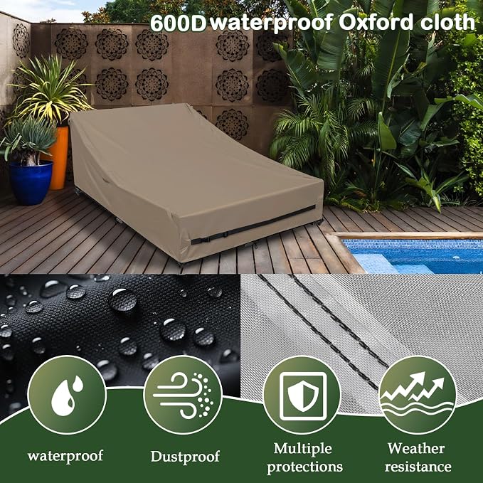 Waterproof Outdoor Daybed Cover Heavy Duty 600D Weather-Resistant Patio Sunbed - Image 6