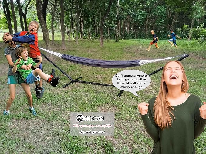 Hammock Outdoor 2 People 220x150cm Total Length 330cm Load 300kg Canvas Cotton - Image 3