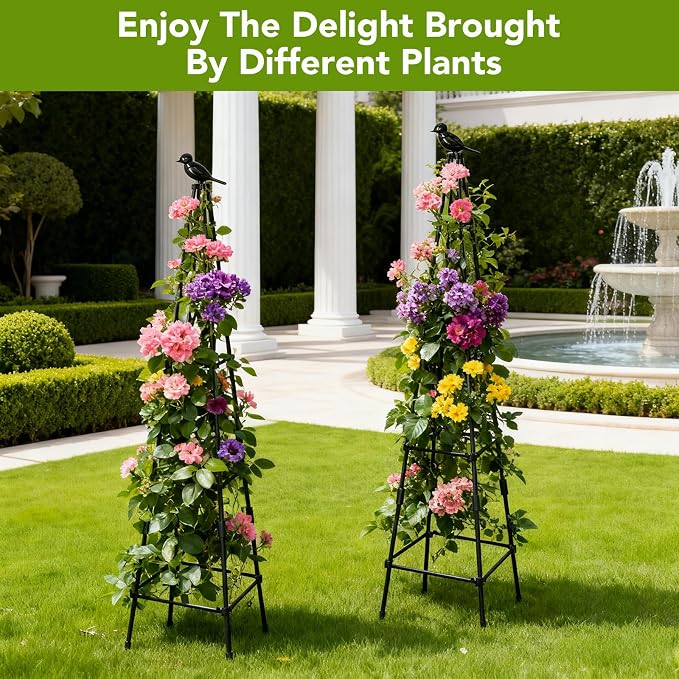 2 Pack Garden Trellis for Climbing Plants Outdoors, 70inch Tower Obelisk - Image 2