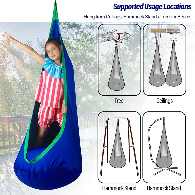 Kids Pod Swing Seat, Max 300 Lbs, Child Sensory Swing Chair Indoor & Outdoor - Image 6