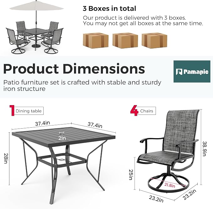 5-Piece Outdoor Dining Set, Patio Furniture Set - Image 7