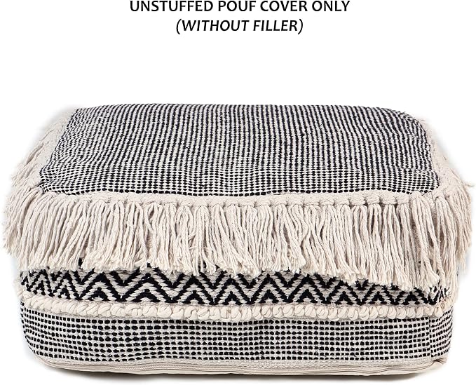 REDEARTH · UNSTUFFED Pouf Ottoman Cover Textured Storage Cube Boho Bean Bag - Image 5