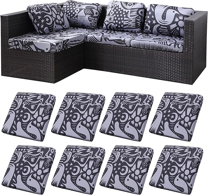 8Pcs Stretch Patio Cushion Covers, Outdoor Couch Covers Replacement, Outdoor by BIETYONE