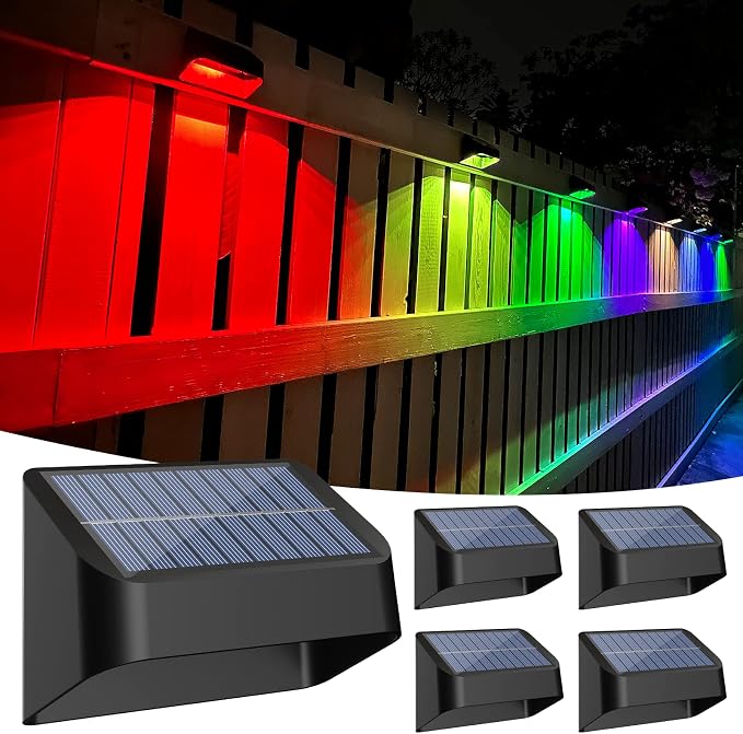 Brighter Solar Fence Lights RGB 8 Colors, Dusk to Dawn Deck Light, Fence Solar by Unknown