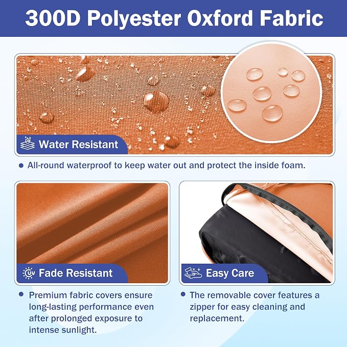 Outdoor Seat Cushion Set, Waterproof & Fade Resistant Patio Chair Cushions - Image 3