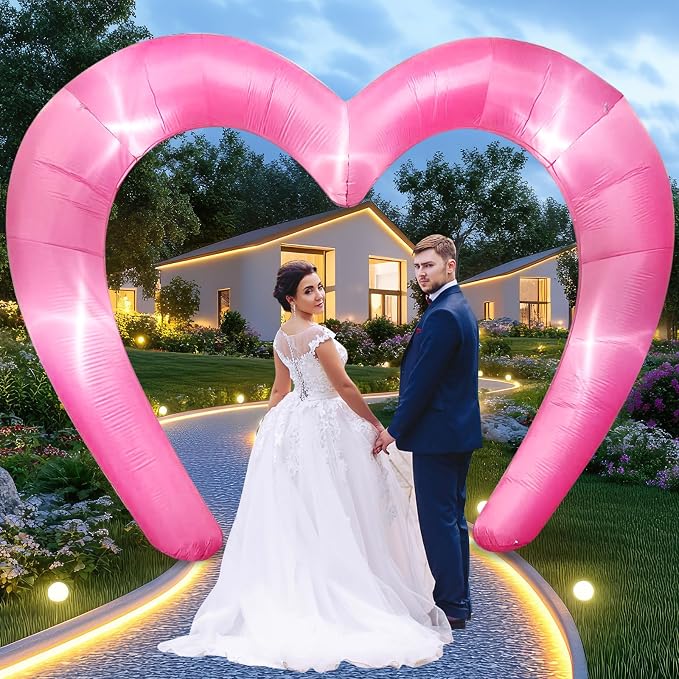9 * 4.5FT Pink Valentine Inflatables Outdoor Decorations Heart Shaped Blow up - Image 5