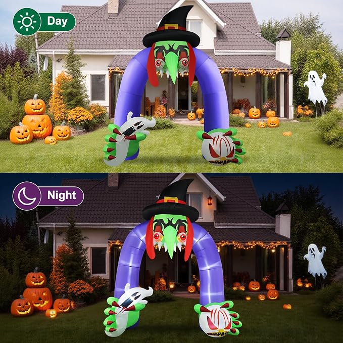 Popblow Halloween Inflatables Giant 11Ft Tall Creepy Witch Archway Outdoor - Image 6