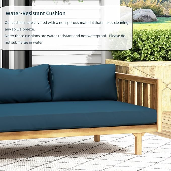 Merax Outdoor Acacia Wood Daybed, 3 Seater Day Bed Couch Sofa - Image 5