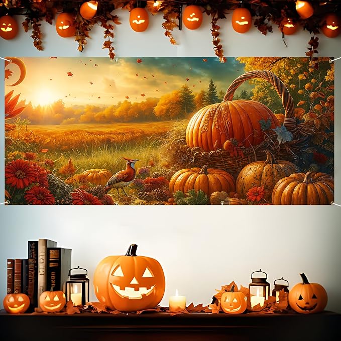 ANNA QUEEN Thanksgiving Garage Door Banner 6 x 13FT, Autumn Outdoor Garage - Image 7