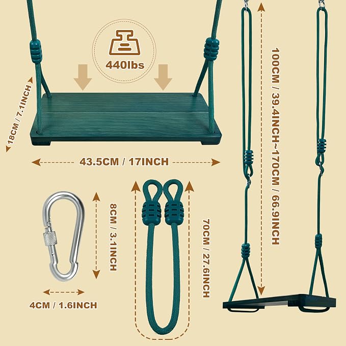 Wooden Swing Seat, Nostalgic Outdoor Wood Swing - Image 3
