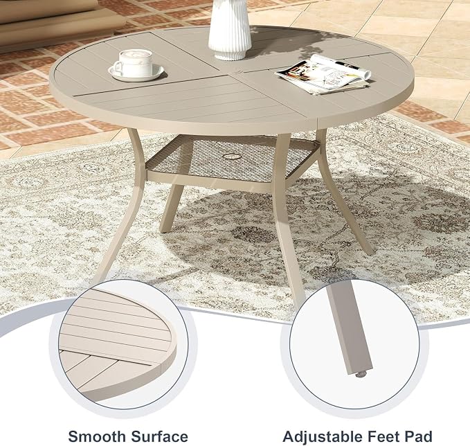 VICLLAX 5 Pieces Patio Outdoor Dining Set, 40.6" Round Metal Table - Image 6