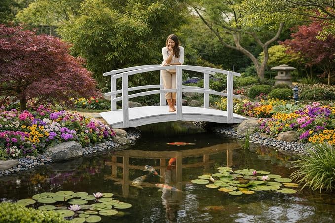 6 FT White Amish Made Garden Bridge - Image 7