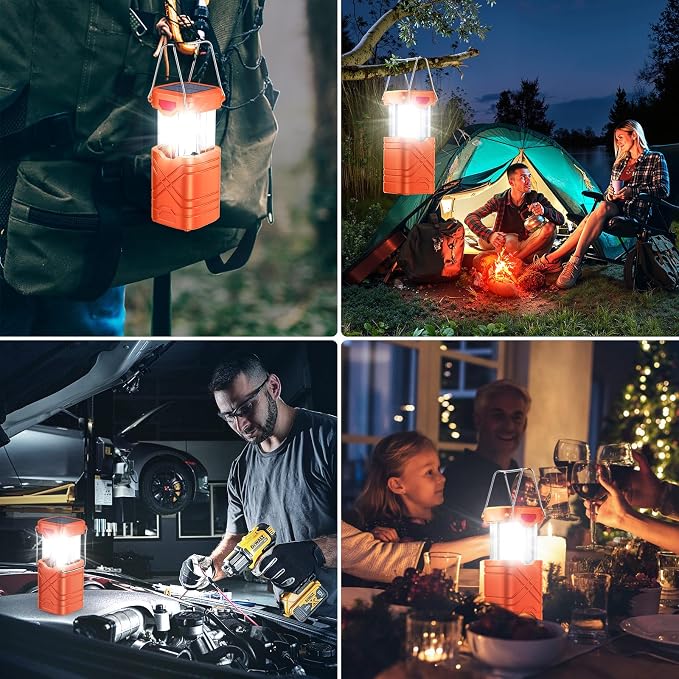LETMY 4 Pack Camping Lantern, Rechargeable LED Lanterns, Solar Lantern Battery - Image 7