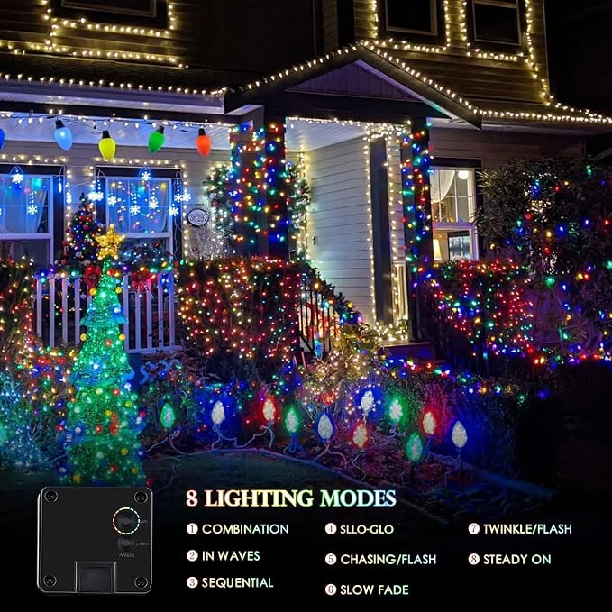 Extra-Long 144FT Solar String Lights Outdoor, 2 Pack 400LED Solar Fairy Lights - Image 2