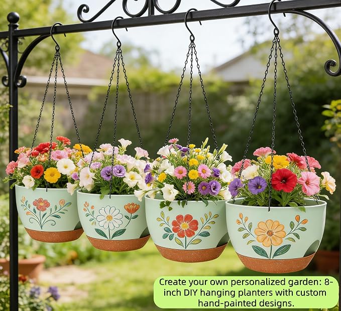 Set of 4-8 Inch Self Watering Hanging Planters - Image 4