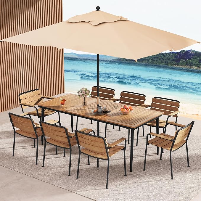 Tangkula 79" Acacia Wood Outdoor Dining Table - Image 4