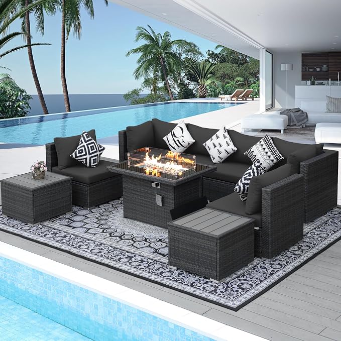 NICESOUL 9 Piece Outdoor Patio Sectional Furniture Sofa Set - Image 3