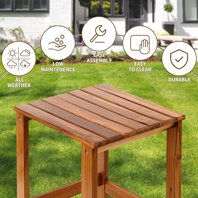 Utoplike Teak Outdoor Side Table - Image 8