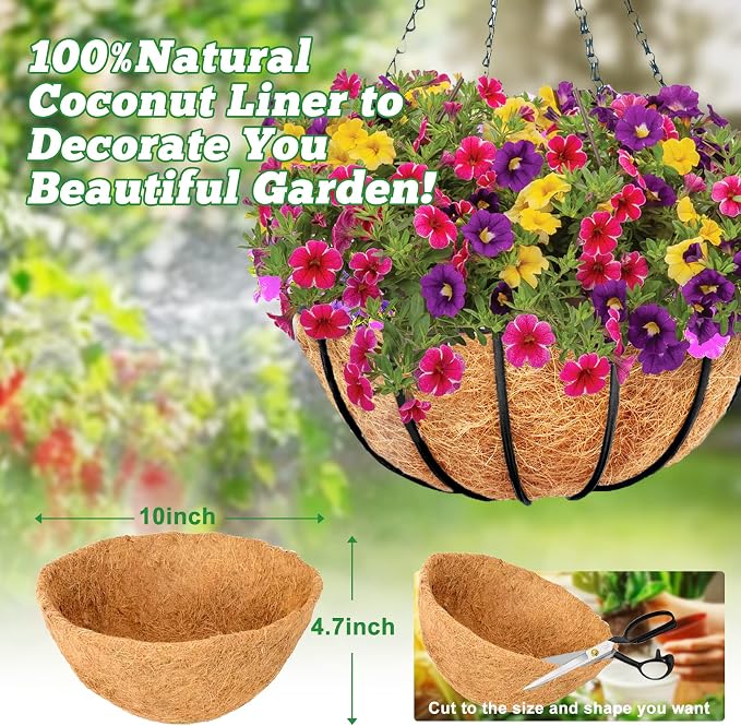 Y&M 2pcs 10“ Round Coconut Fiber Liner - Image 2