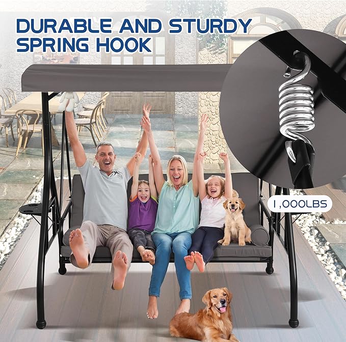 Patio Porch Swings with Adjustable Canopy - Image 8