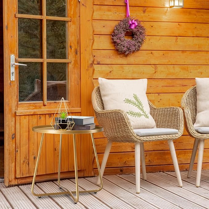 danpinera Outdoor Side Tables, Weather Resistant Steel Patio Side Table - Image 9