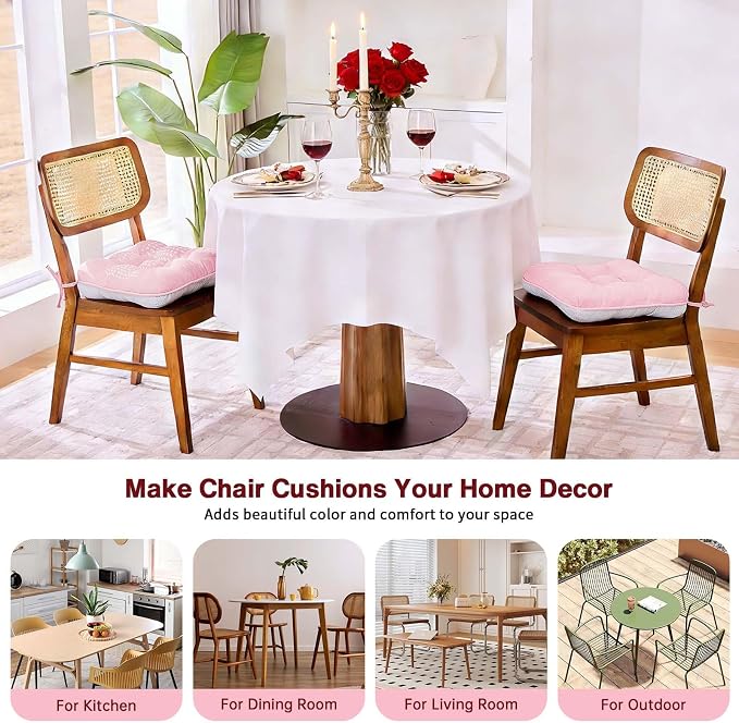 BETU Pink Chair Cushions for Dining Chairs Set of 2, 3.5" Thick Kitchen Table - Image 5