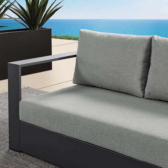 Modway Tahoe Aluminum Modular Left-Facing Outdoor Patio Loveseat Gray - Image 9