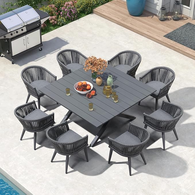 PURPLE LEAF 9 Pieces Outdoor Dining Set by PURPLELEAF