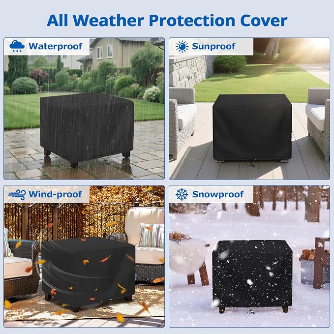 SunPatio Outdoor Ottoman Cover, Waterproof Square Coffee Table Cover, Patio - Image 6