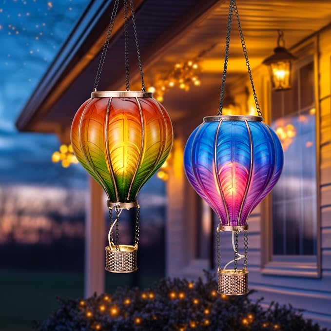 TERESA'S COLLECTIONS 2 Pack Hanging Solar Lantern Outdoor Garden Decor - Image 6