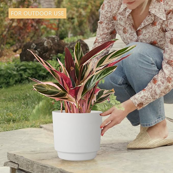 kubvici Plant Pots for Indoor Plants, 2 Pack 10 Inch Plant Pot Plastic Flower - Image 9