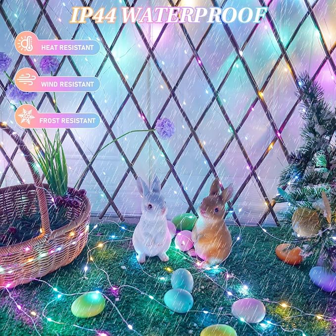 66Ft 200 LED Easter Pastel Fairy Lights Plug in, Pastel String Lights 8 Modes - Image 2