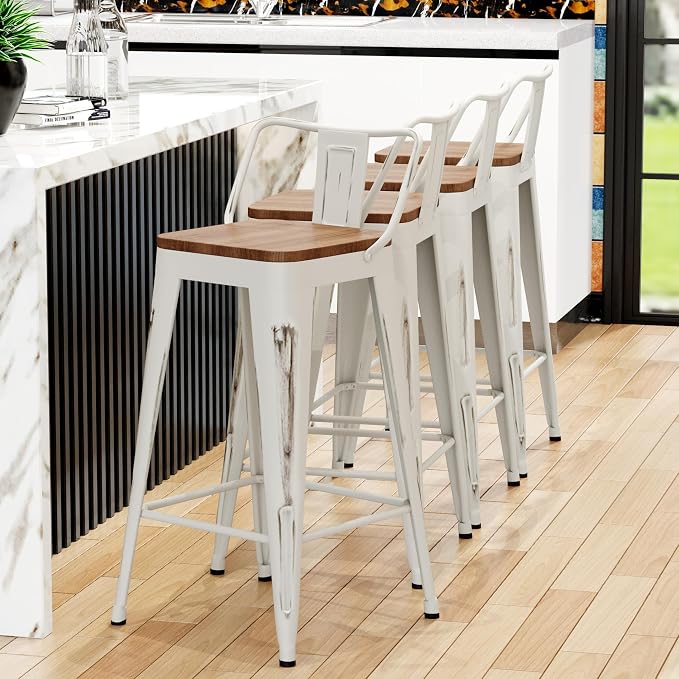 Alunaune 24" Metal Bar Stools Set of 4 Counter Height Barstools Industrial - Image 9