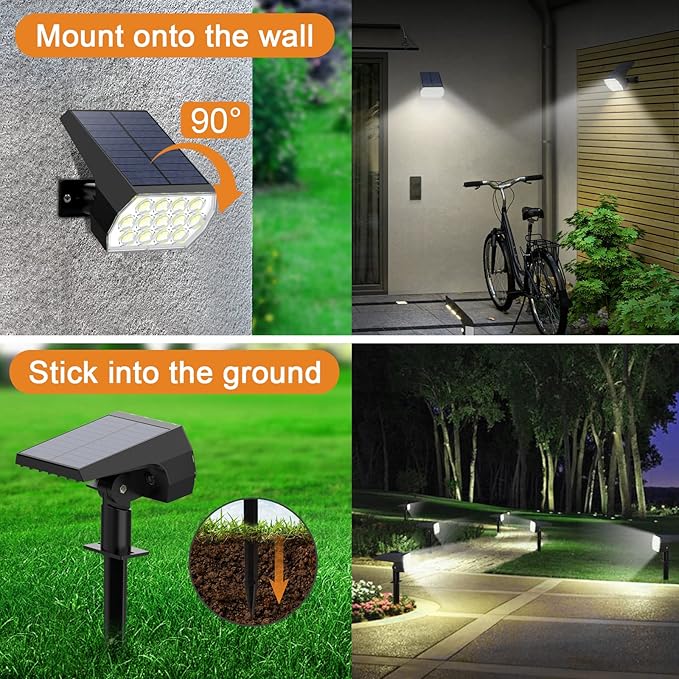WELALO Solar Spot Lights Outdoor, Solar Landscape Spotlights, Solar Powered - Image 5