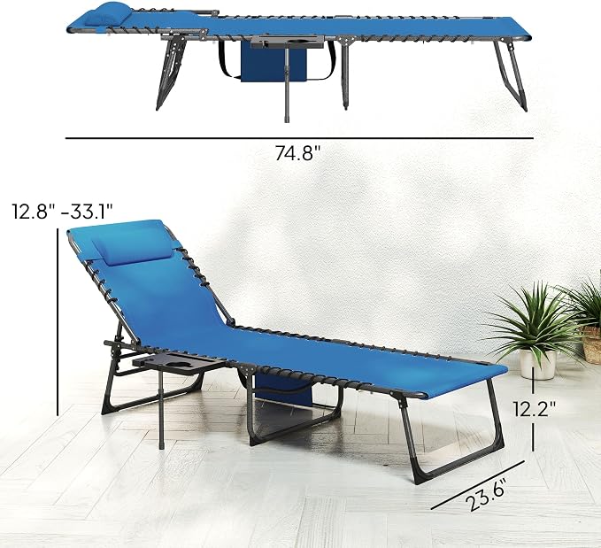 Outsunny Folding Chaise Lounge Chair Outdoor Tanning Chair - Image 3
