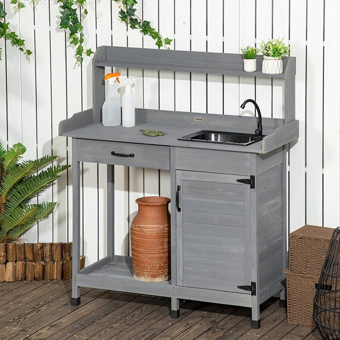 Outsunny Potting Bench Table - Image 2