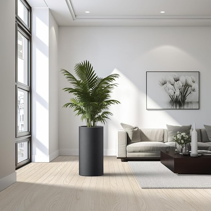 Kante 27.8 Inch Tall Cylindrical Planter, Large Round Plant Pots - Image 3