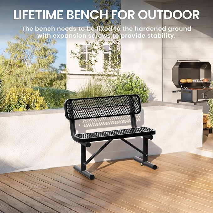 4 Feet Heavy Duty Metal Park Bench - Image 6
