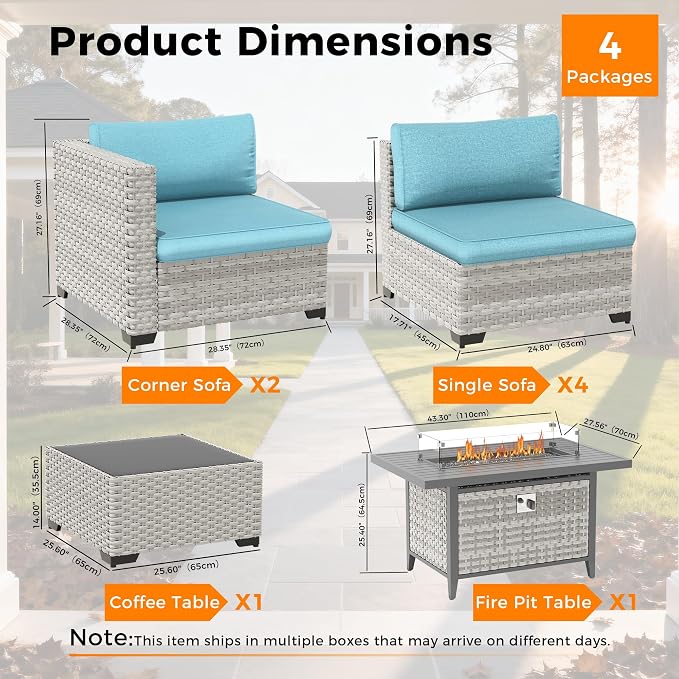 6-Seat Modern Outdoor Wicker Rattan Patio Furniture Set - Image 3
