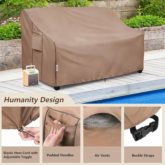 3-Seater Heavy Duty Patio Bench Loveseat Cover, 100% Waterproof Outdoor Sofa - Image 3