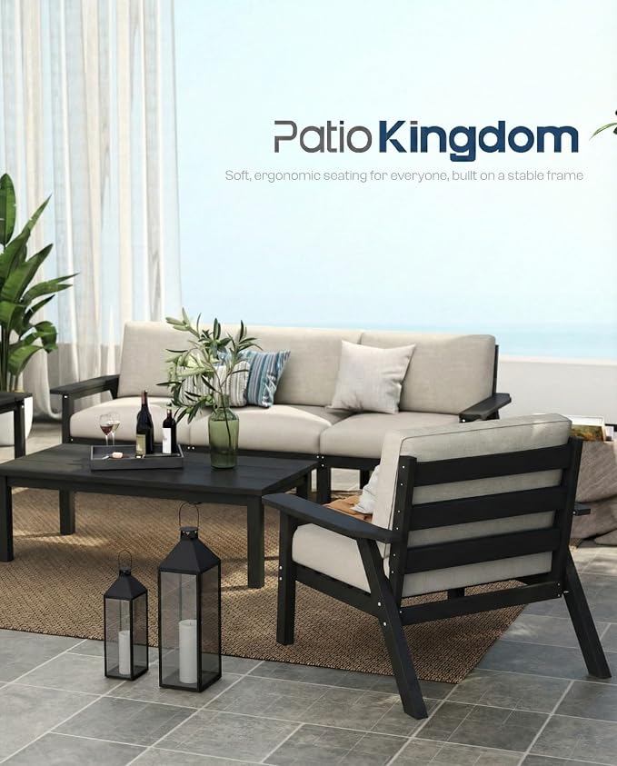 7 Piece Patio Furniture Set, HDPE Outdoor Sectional - Image 9