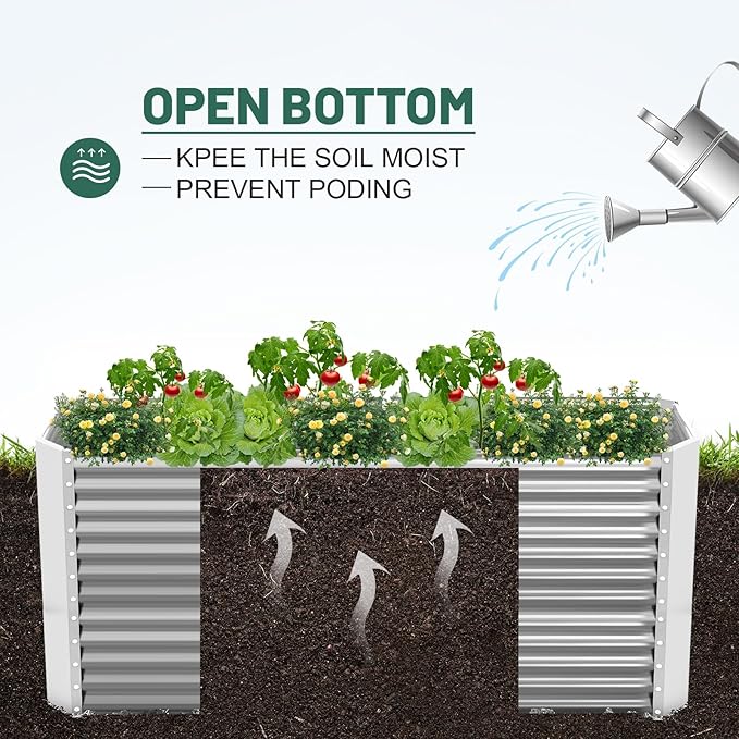 Land Guard 8x4x3ft Rectangular Galvanized Raised Garden Beds, Large-Capacity - Image 6