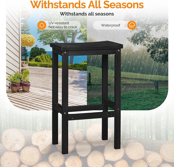 VINGLI 3-Piece Fir Wood Outdoor Bar Table and Chairs Set, Outdoor Bar Height - Image 5