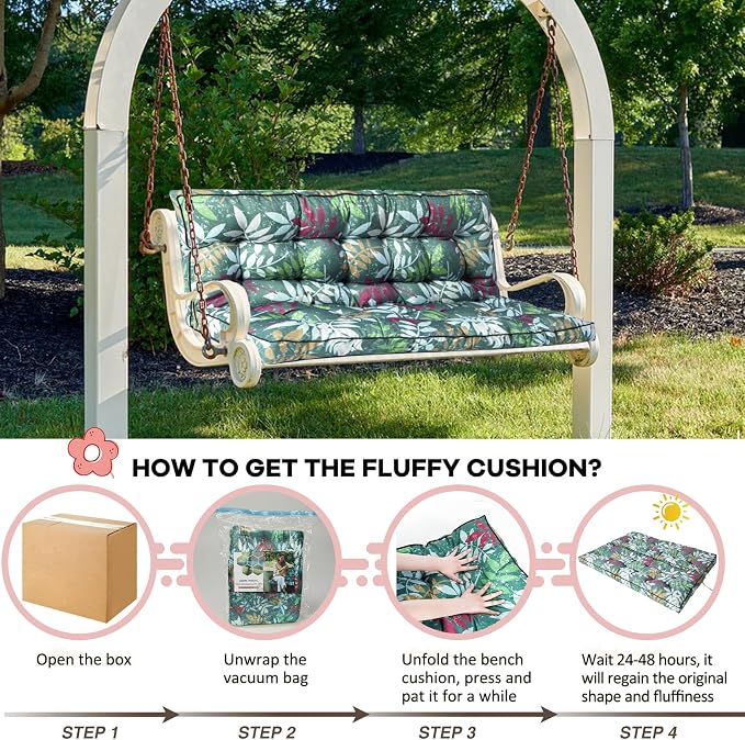2-3 Seat Swing Replacement Cushion, Outdoor Bench Cushions - Image 6